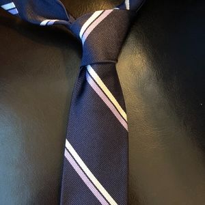 J. Crew Silk Tie in Navy with Purple/White Stripes